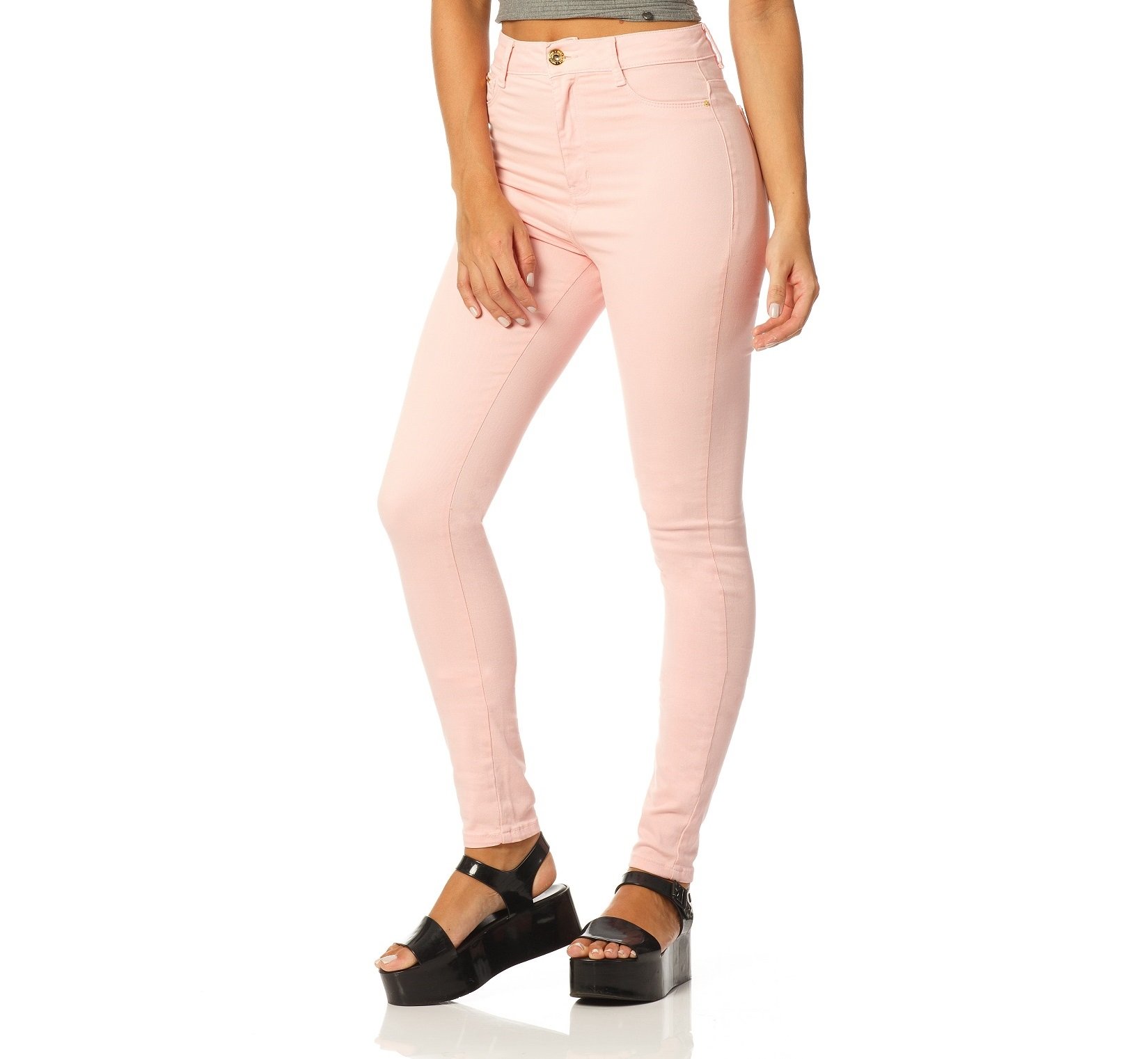 calca skinny hot pants rosa quartz dz2373 frente proximo denim zero