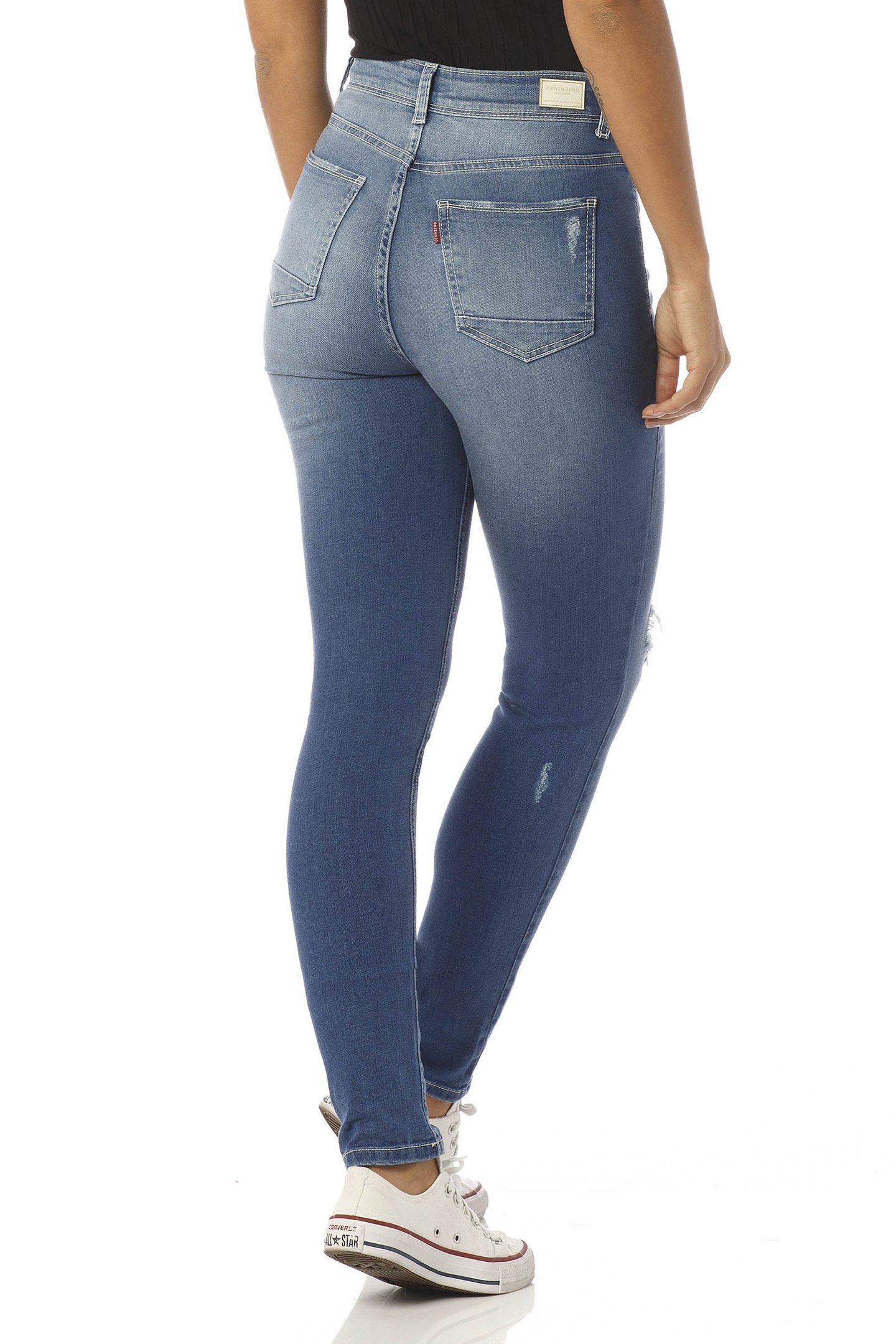 calca skinny hot pants rasgada dz2426 costas proximo denim zero