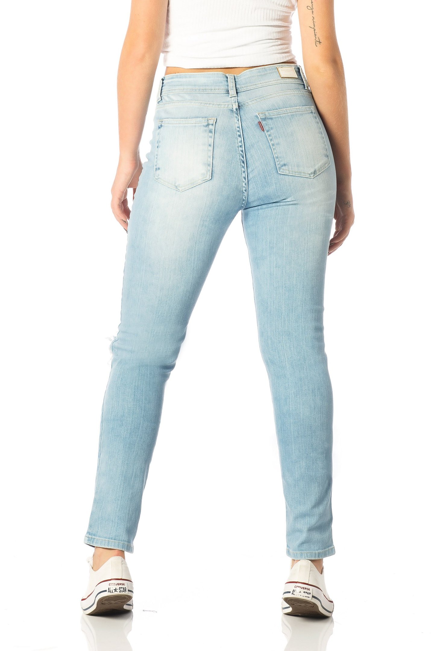 calca skinny media rasgos clara dz2543 costas proximo denim zero