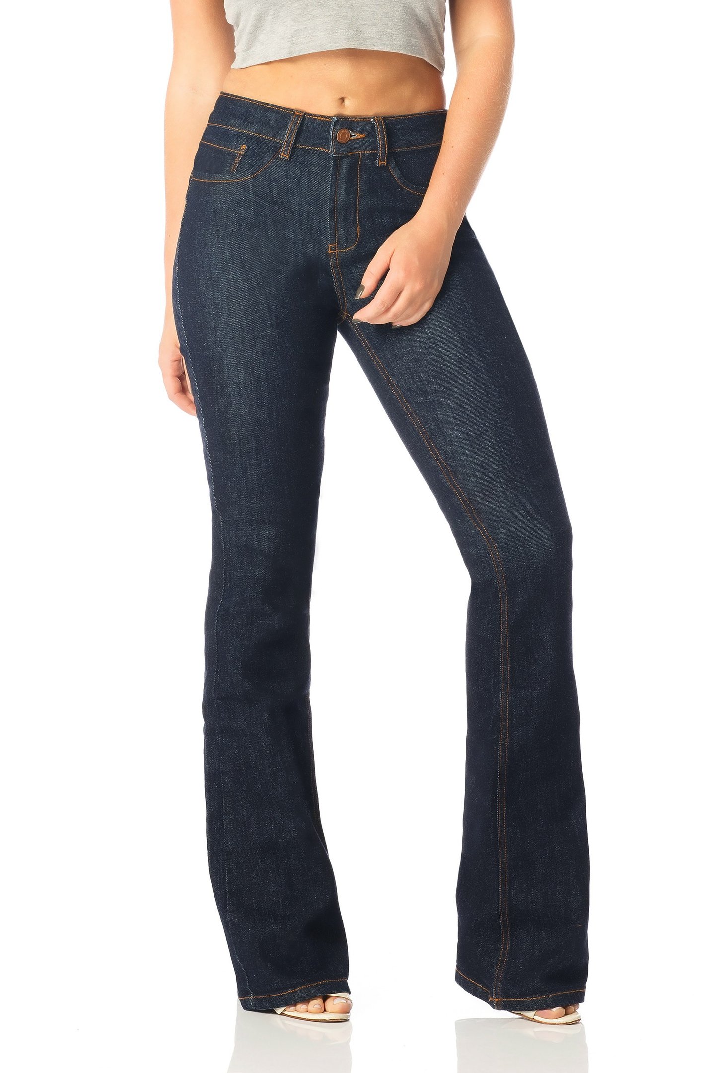 calca flare media escura dz2517 frente proximo denim zero
