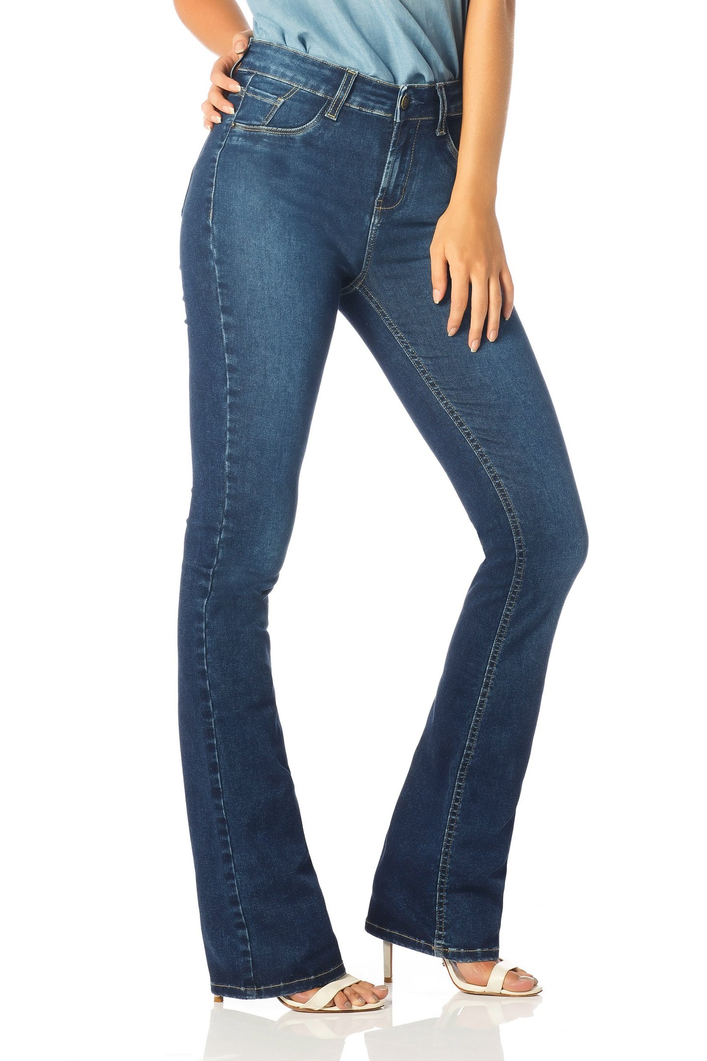 calca boot cut media estonado dz2513 frente proximo denim zero