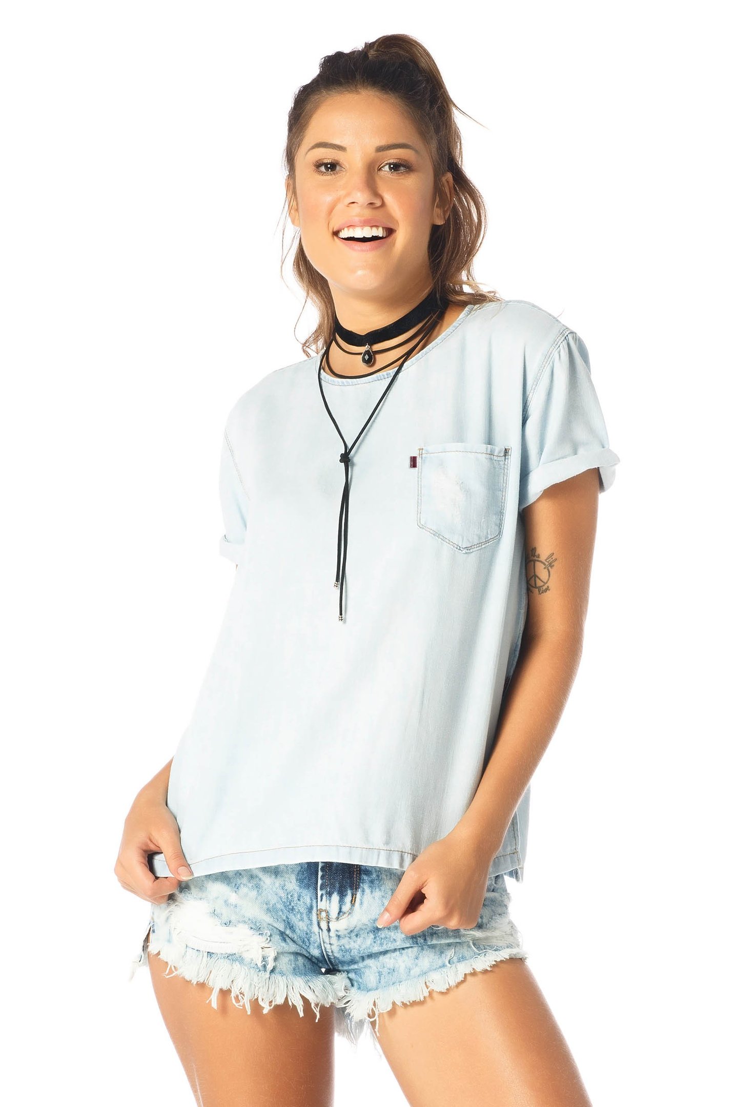 blusa feminina manga curta clara dz11113 frente proximo denim zero