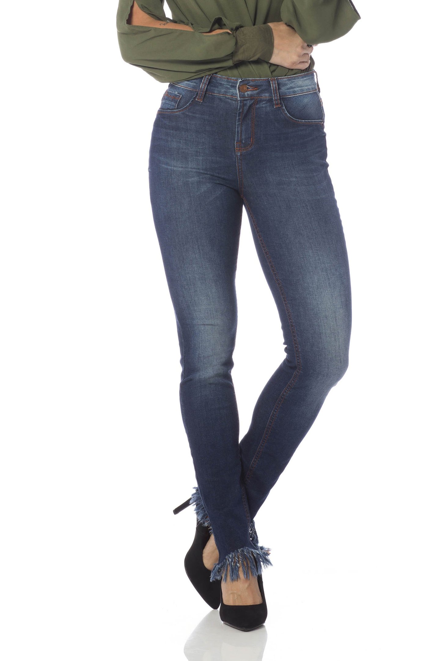 calca skinny media barra desfiada dz2634 frente proximo denim zero