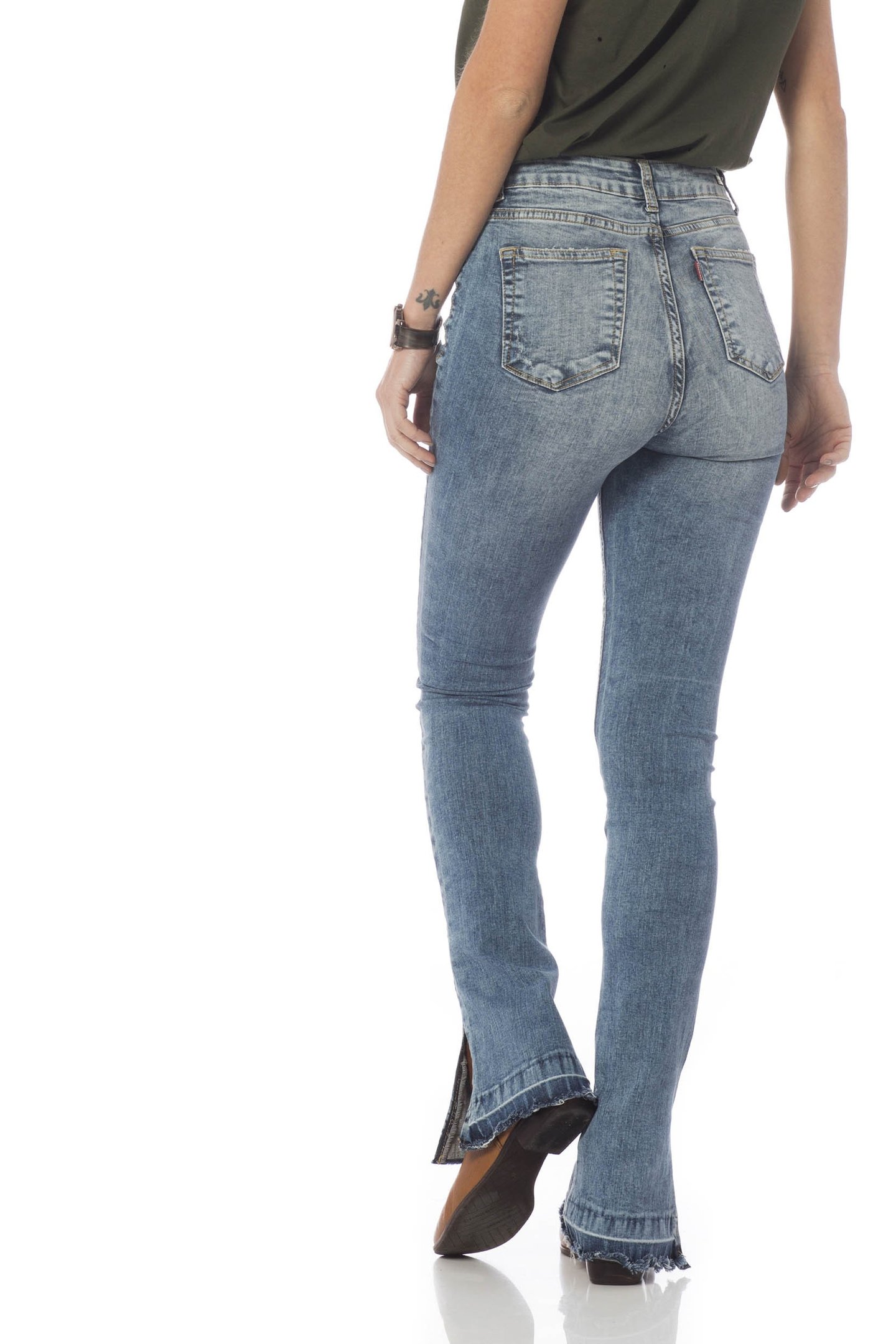 calca new boot cut media fenda barra dz2647 costas proximo denim zero