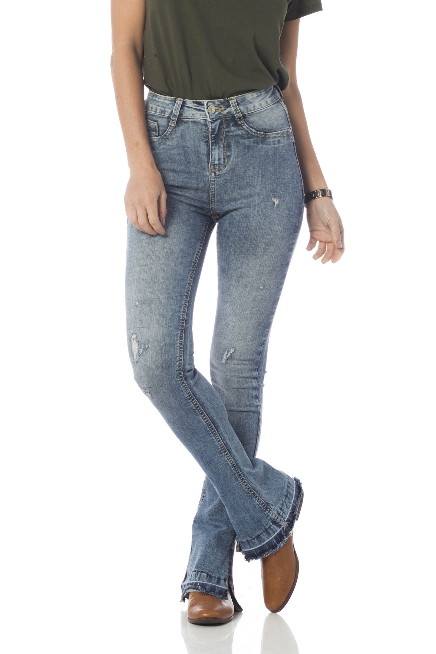 calca new boot cut media fenda barra dz2647 frente proximo denim zero