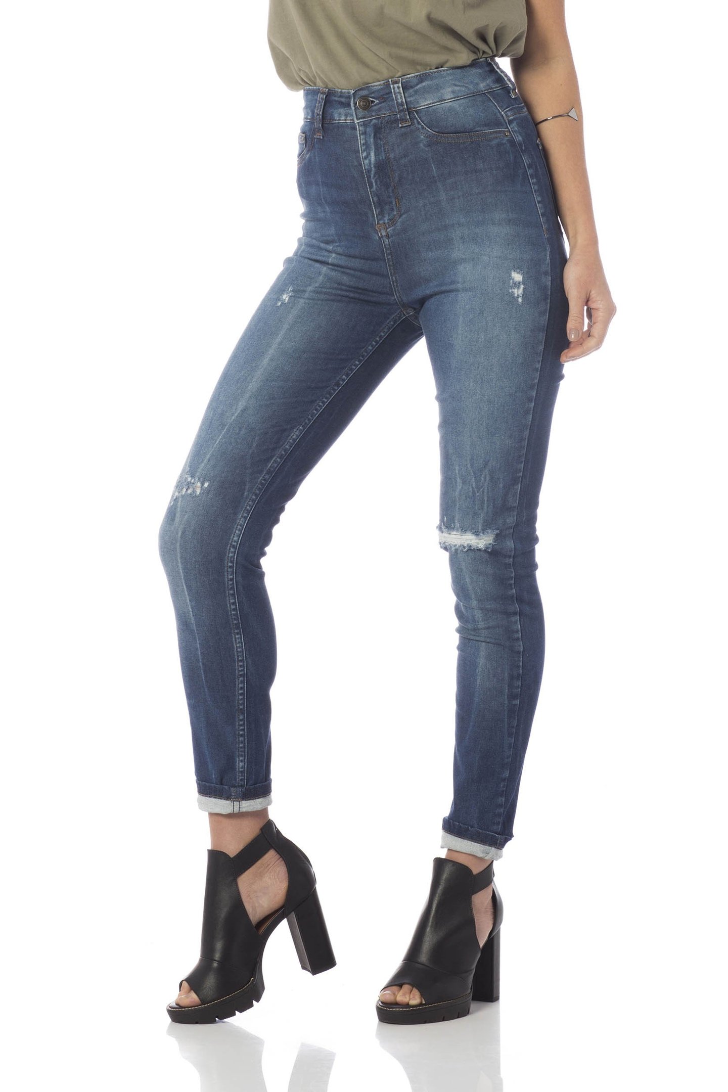 calca skinny hot pants com puidos dz2674 frente proximo denim zero