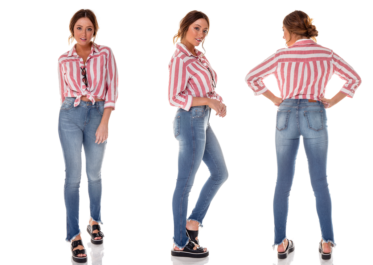 dz2701 calca skinny media barra inclinada denim zero trio