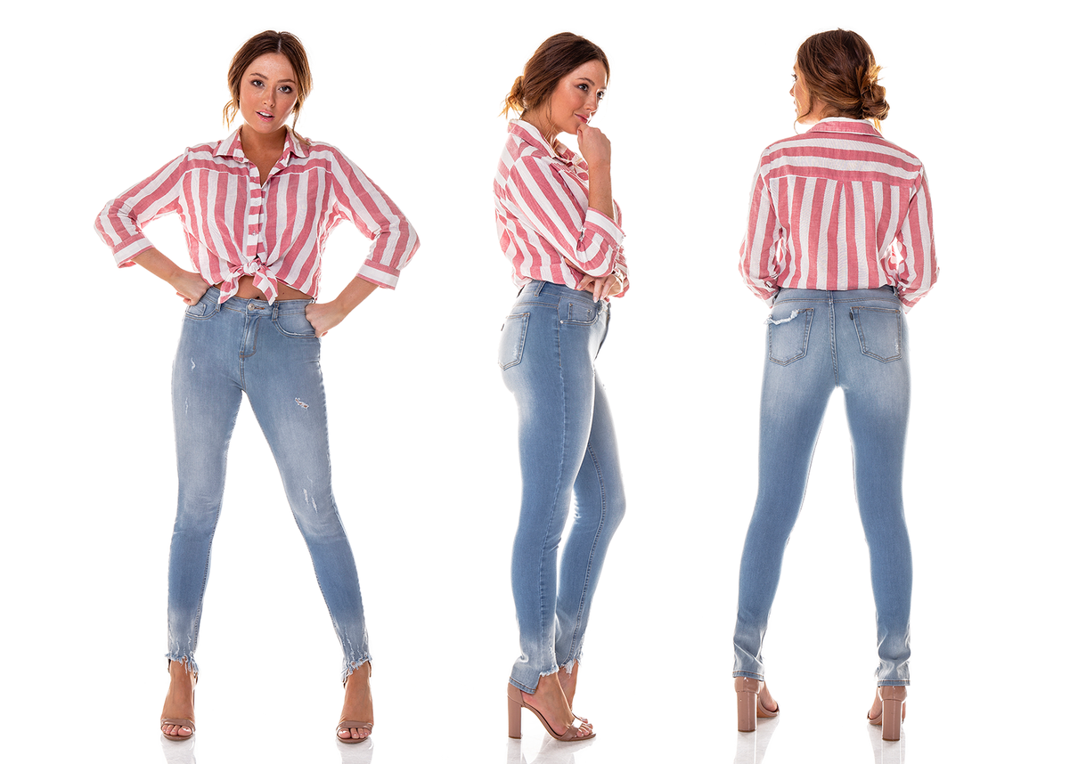 dz2700 calca skinny media barra irregular denim zero trio