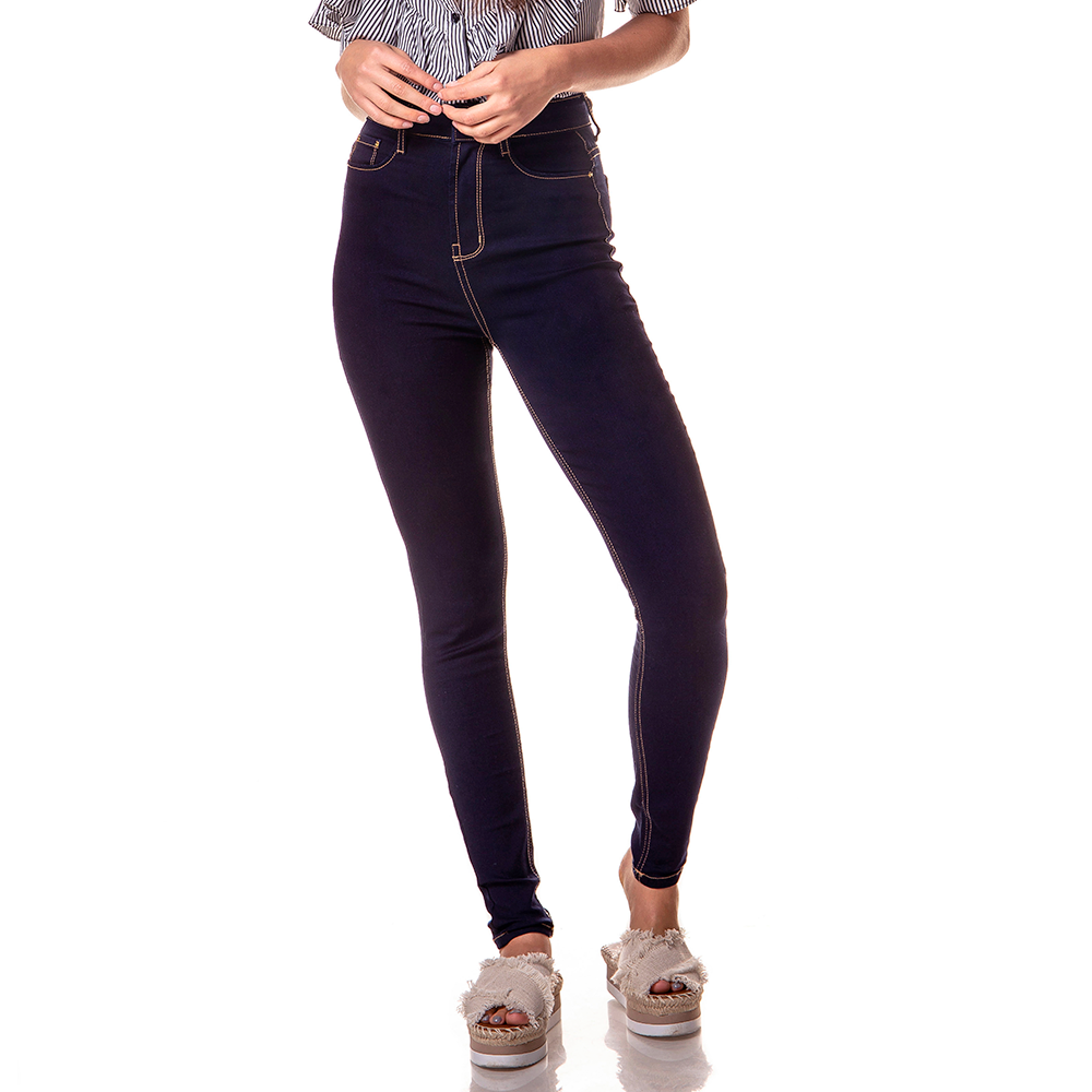 dz2371 11 calca skinny cintura alta escura amaciada denim zero frente proxima