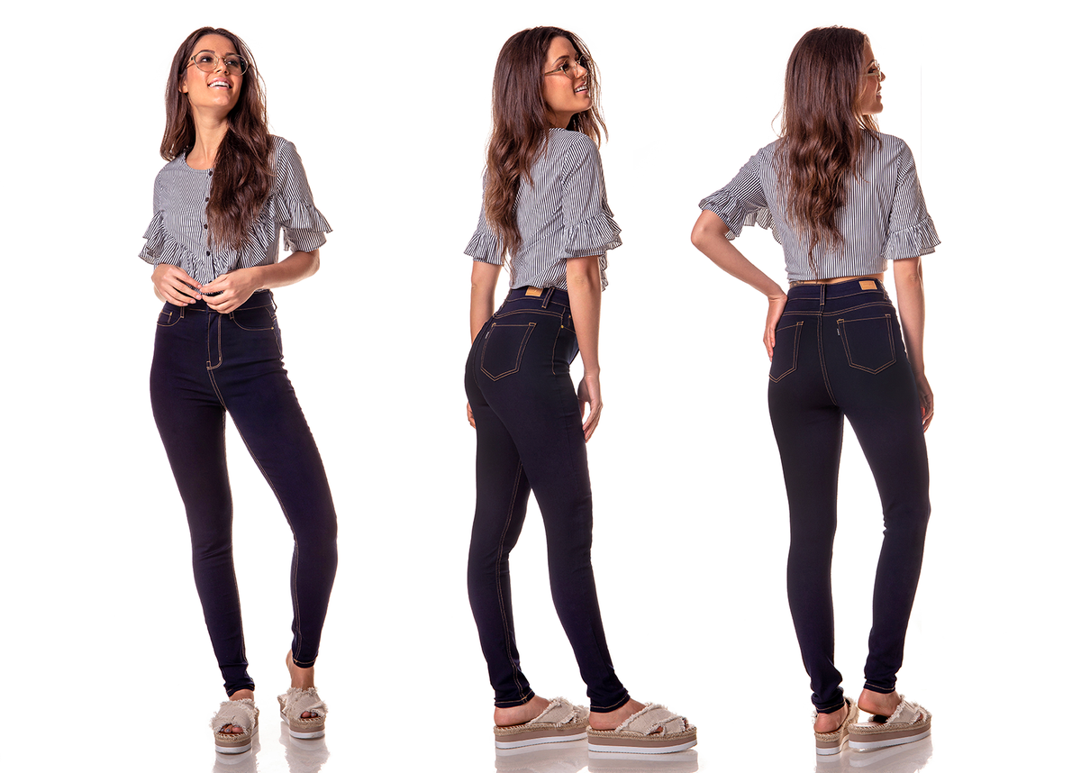 dz2371 11 calca skinny cintura alta escura amaciada denim zero tripla