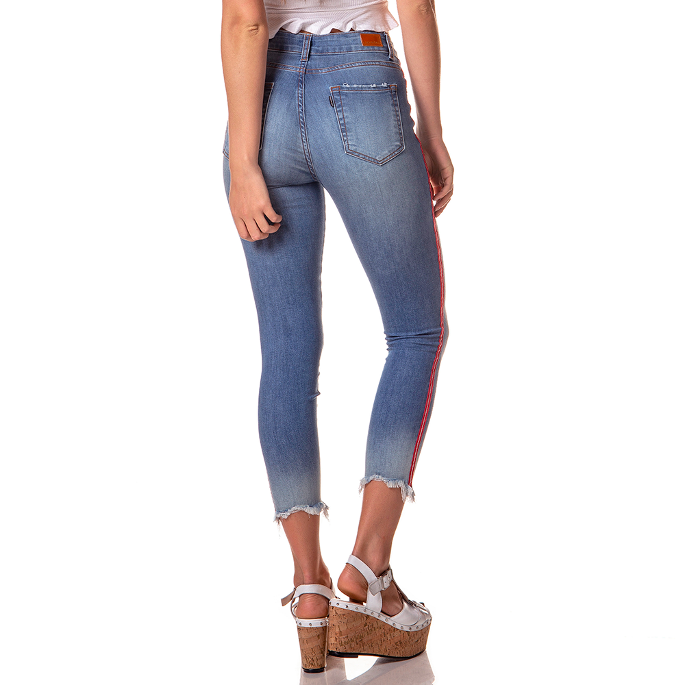 dz2725 calca skinny cropped media com listras denim zero costas cortada