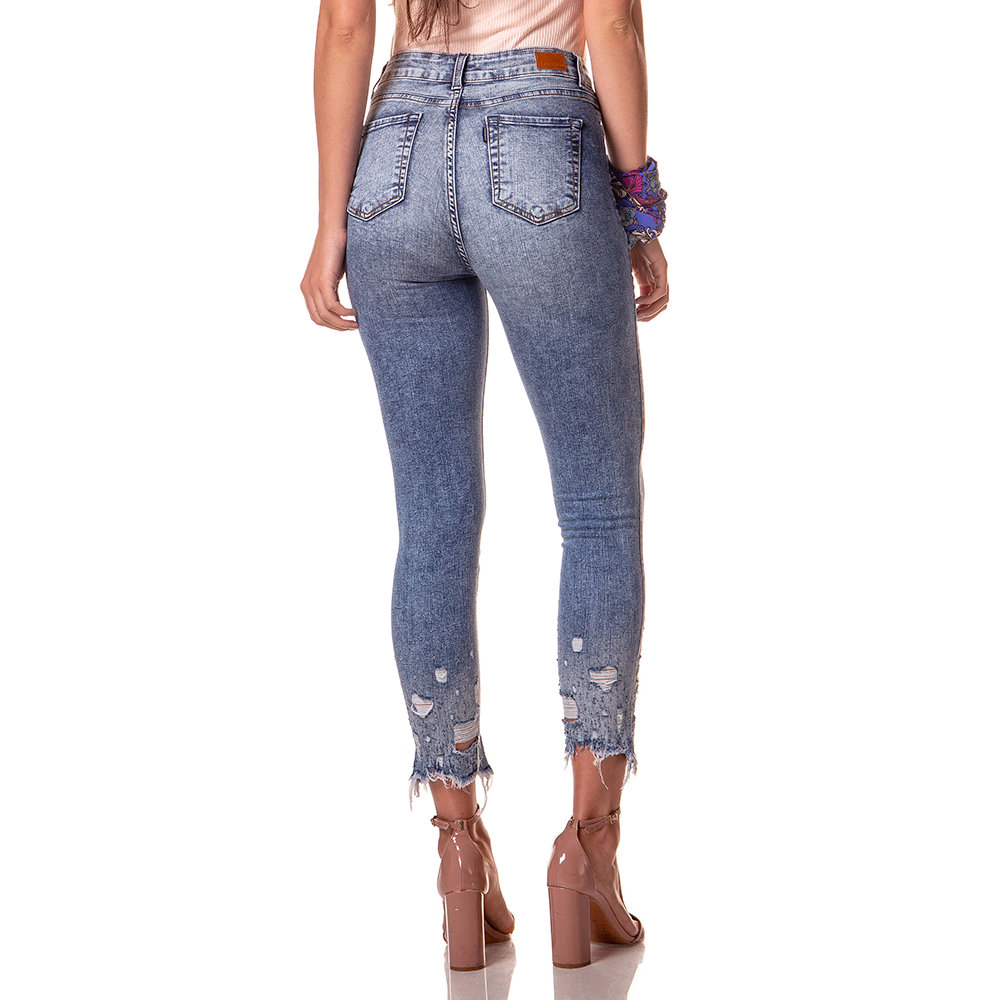 dz2726 calca skinny cropped media barra destroyed denim zero costas cortada
