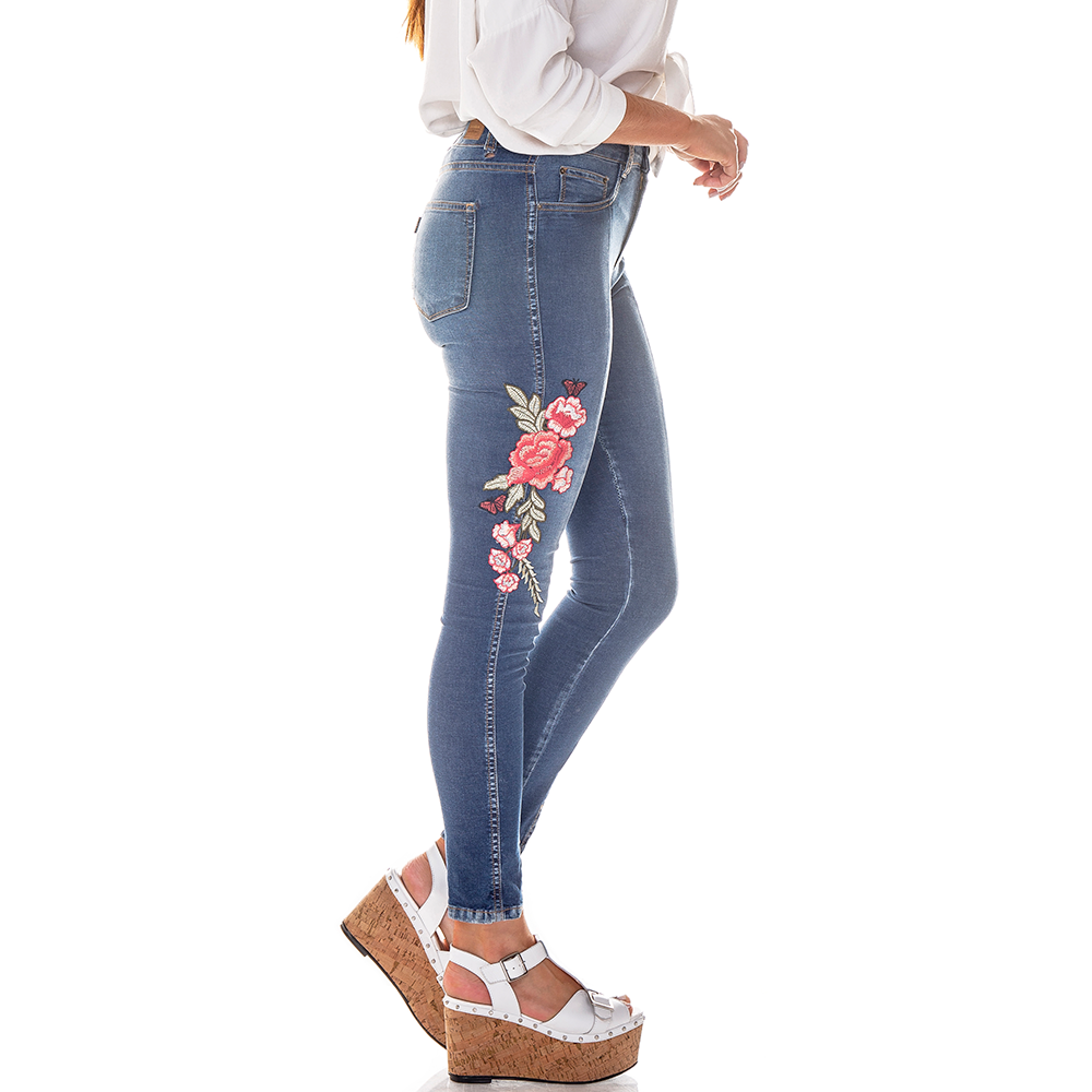 dz2704 calca skinny gigarrete media bordado denim zero lateral cortada