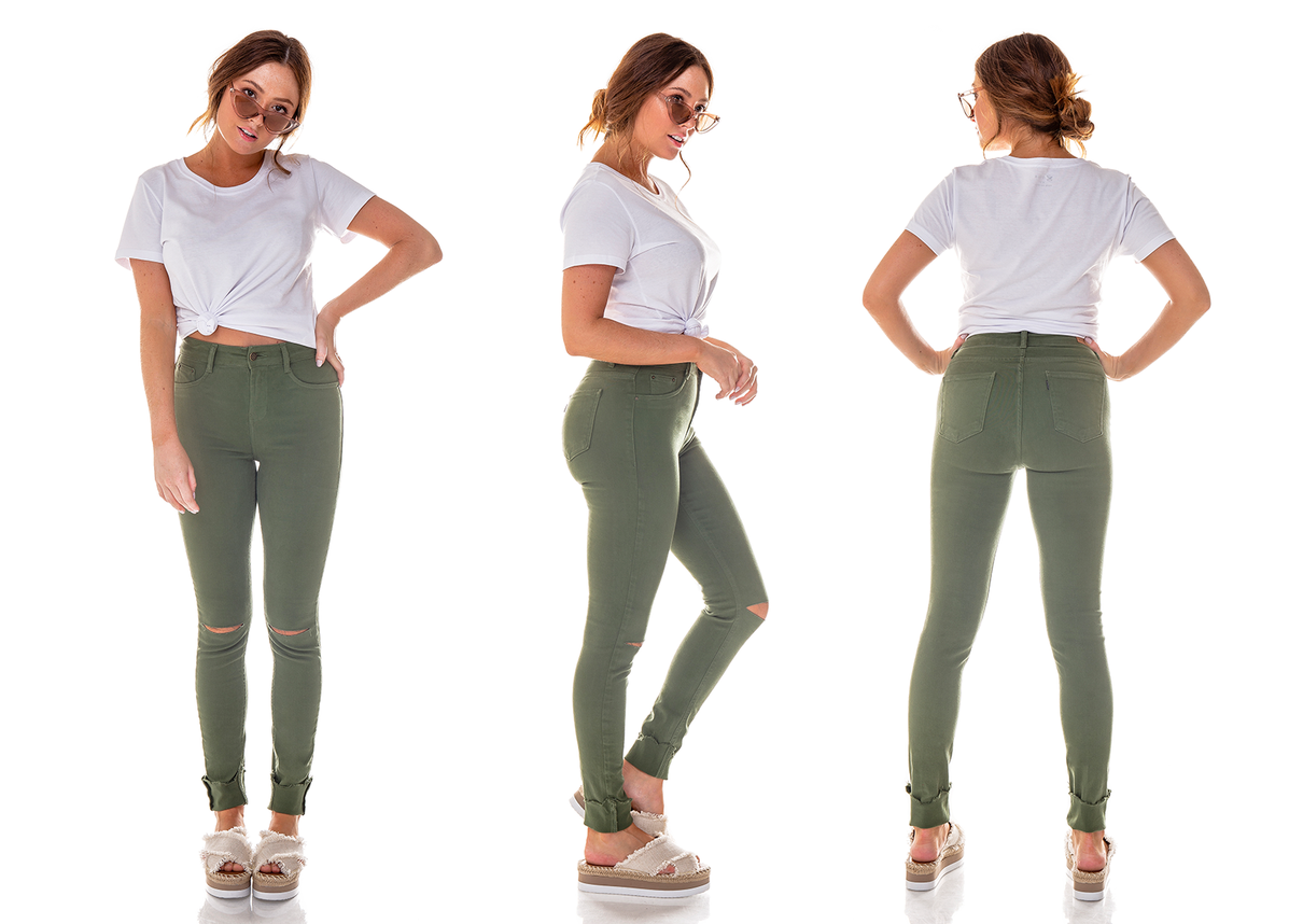 dz2564 11 clorofila calca skinny media colors joelho rasgado denim zero tripla