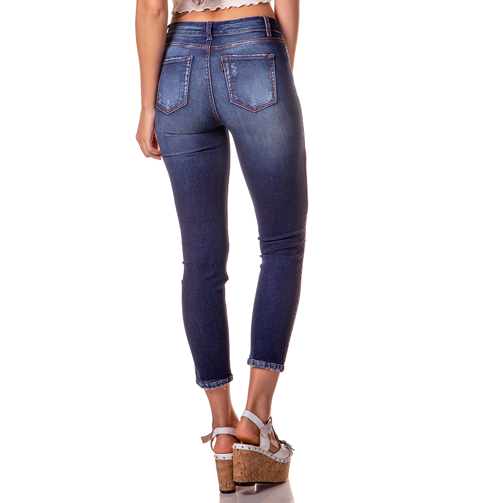 dz2740 calca skinny cropped media rasgos e marcalcao na lateral denim zero costas cortada