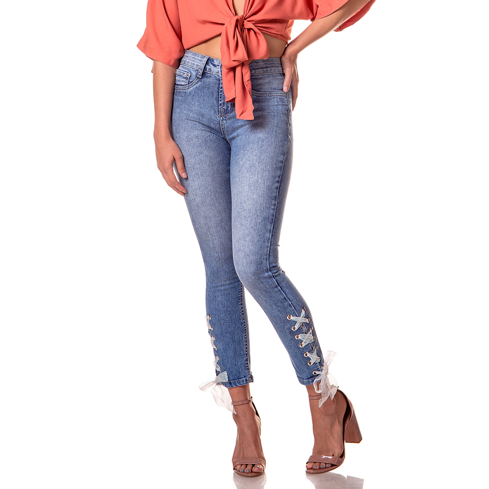 dz2745 calca skinny cigarrete media barra com laco denim zero frente cortada