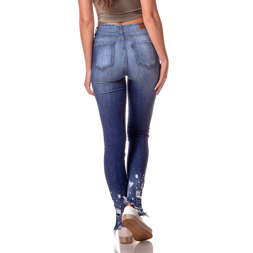dz2750 calca skinny media barra irregular com puidos denim zero costas cortada