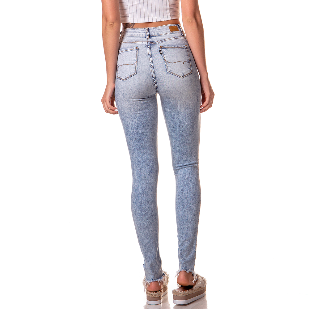 dz2749 calca skinny media marmorizada clara denim zero costas cortada