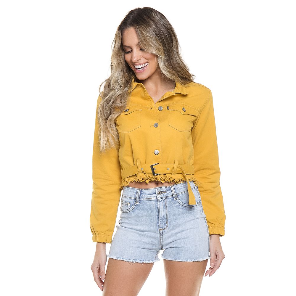 dz9082 jaqueta cropped girassol ii frente proximo denim zero