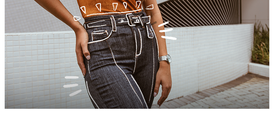 TREND ALERT: Calça jeans com cinto do próprio tecido