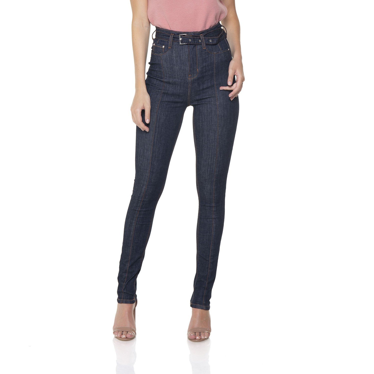 dz2843 calca jeans skinny hot pants cinto de jeans denim zero frente prox