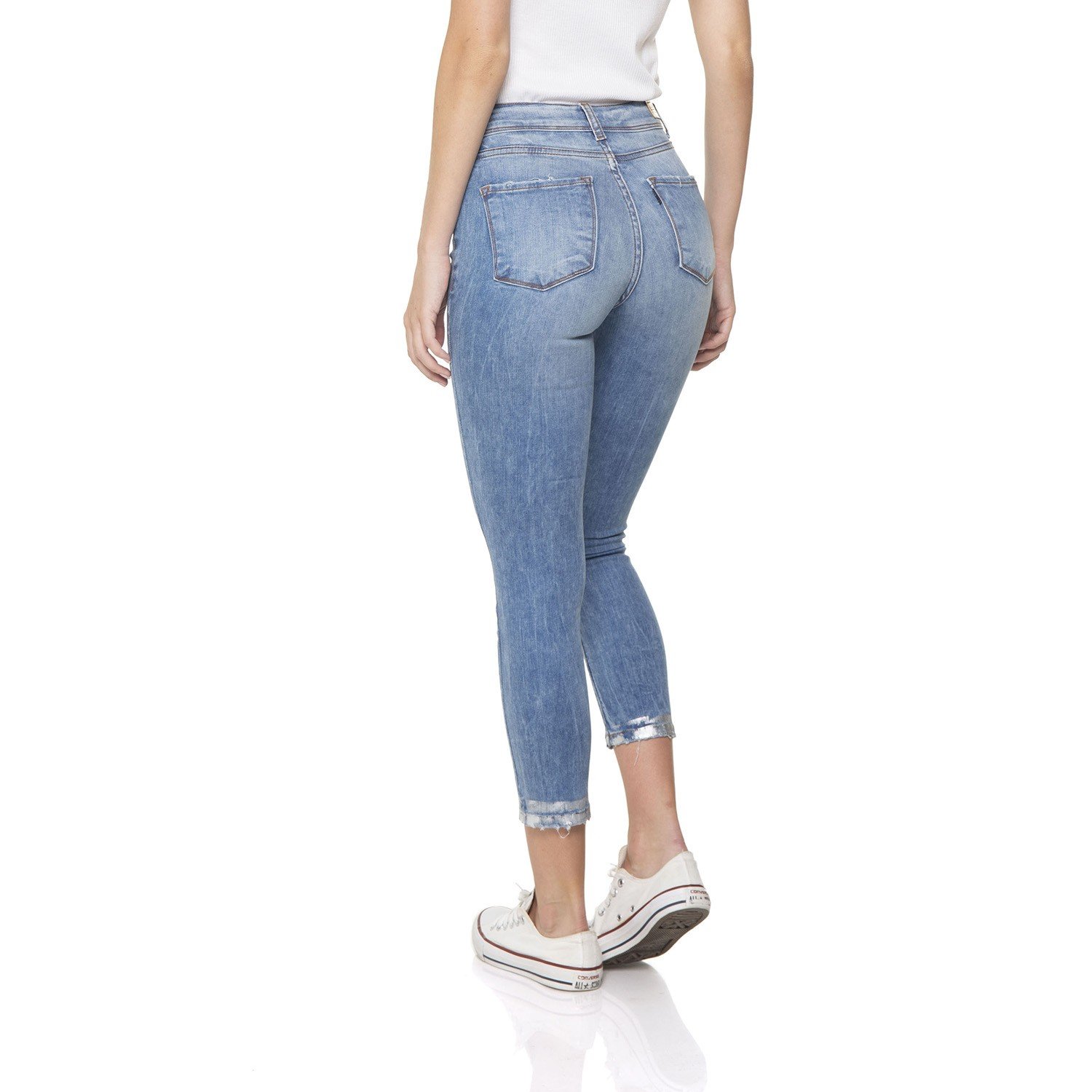 dz2842 calca jeans skinny cropped media barra denim zero costas prox