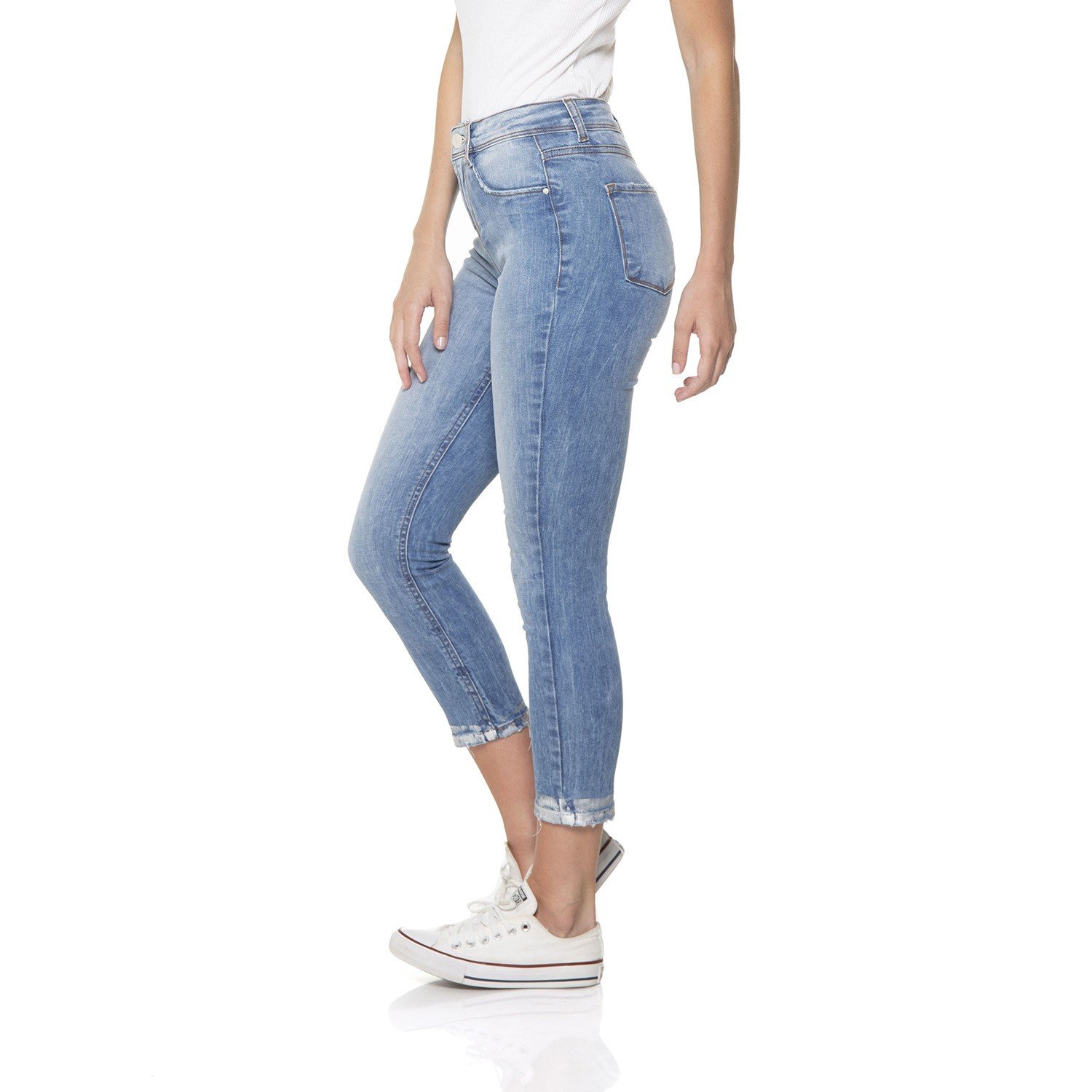 dz2842 calca jeans skinny cropped media barra denim zero lado prox