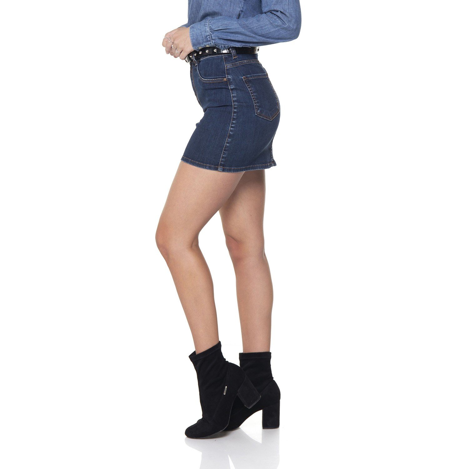 dz7089 saia jeans tubinho escura denim zero lado prox