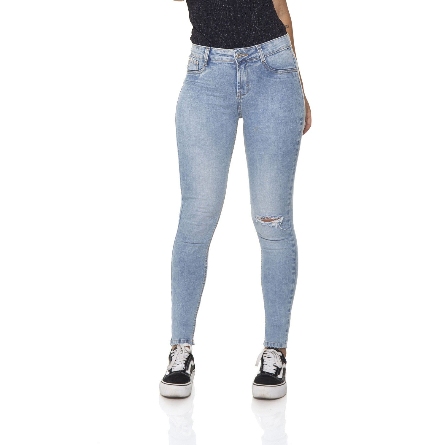 dz2853 calca jeans skinny media com rasgos denim zero frente prox