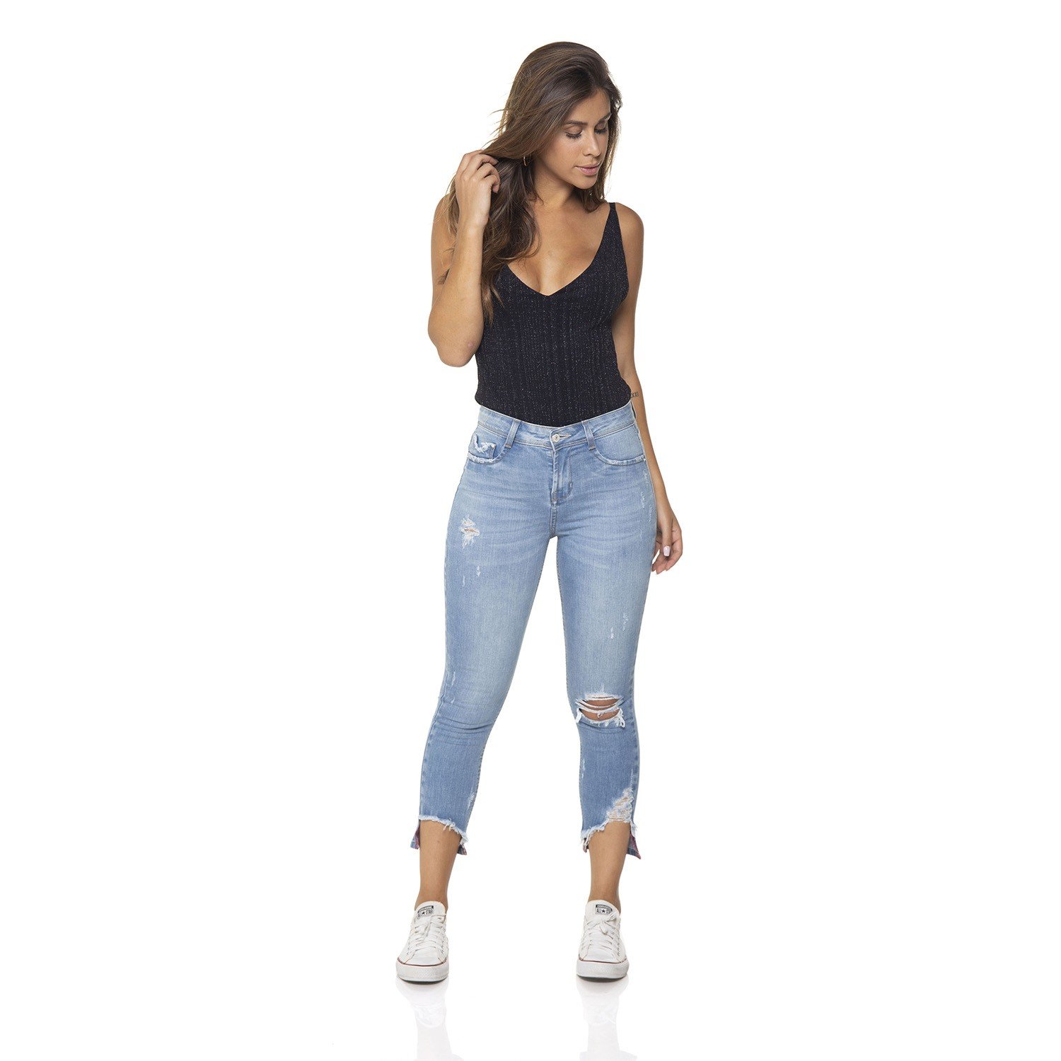 dz2861 calca jeans skinny cropped media denim zero frente