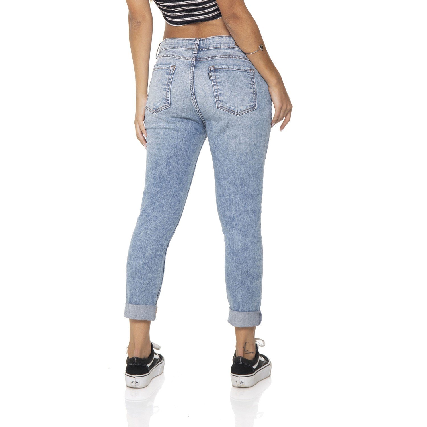 dz2867 calca jeans girlfriend com rasgos denim zero costas prox