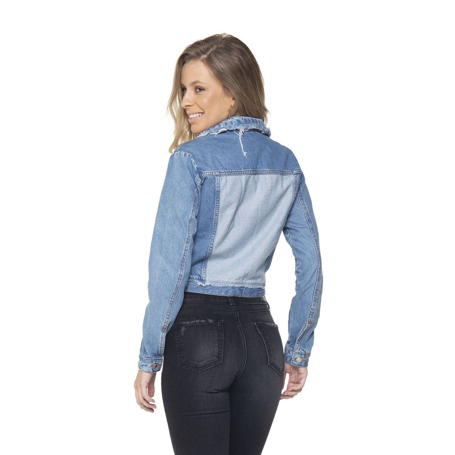 dz9085 jaqueta cropped jeans denim zero costas prox