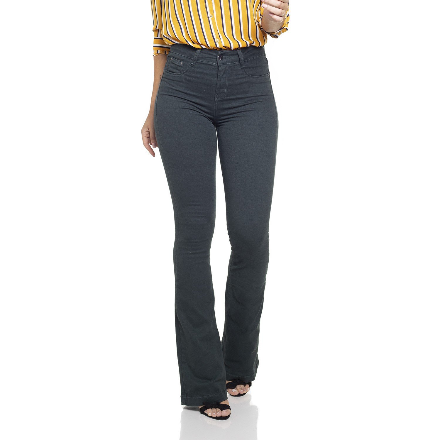 dz2516 12 calca flare media jade pose frente prox