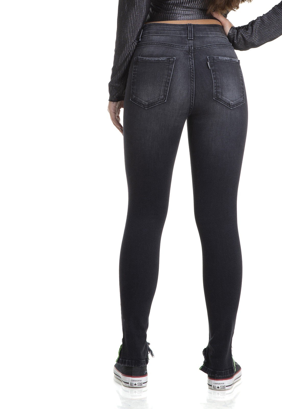 dz2881 calca skinny cigarrete media black neon denim zero costas crop