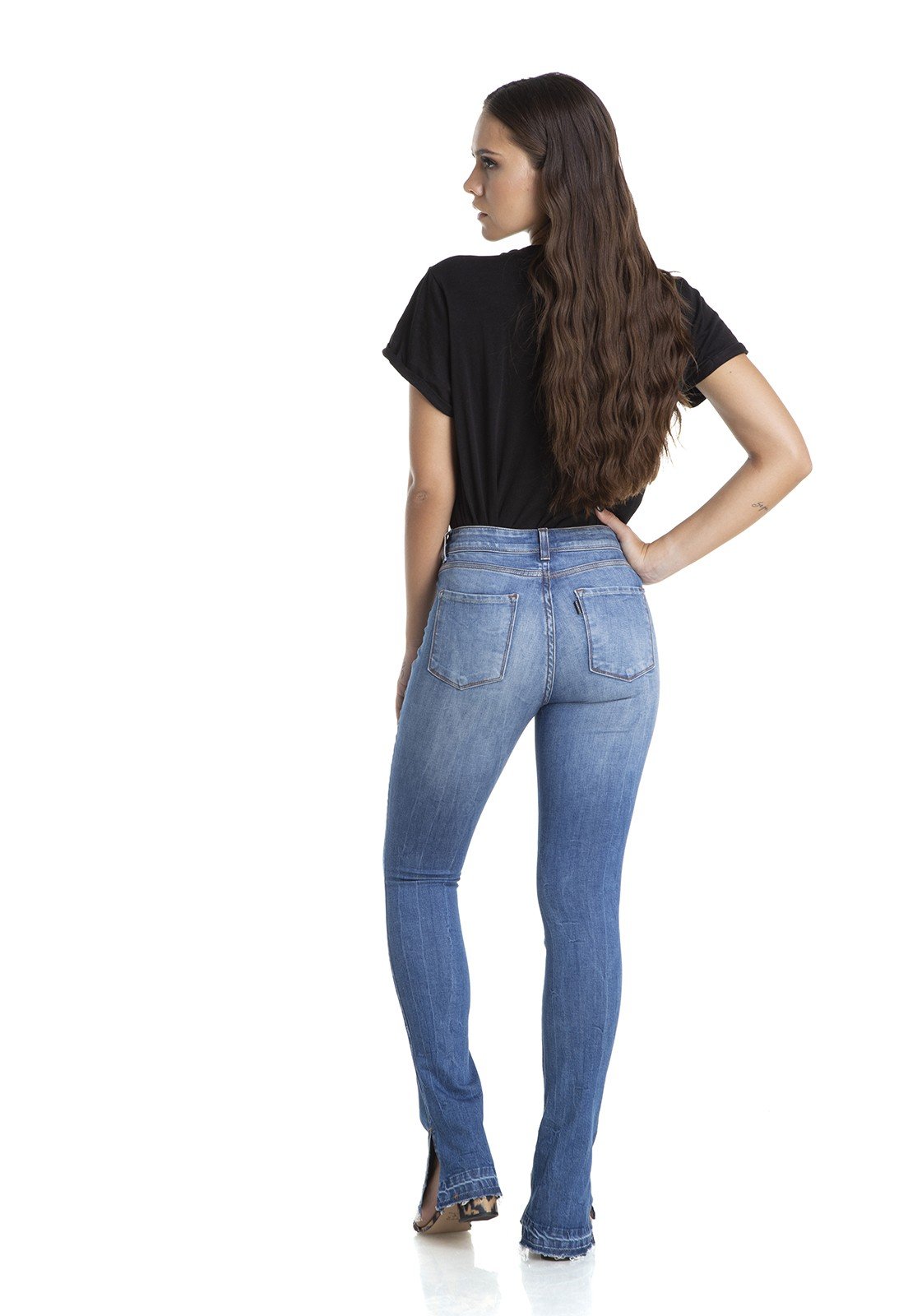 dz2888 calca new boot cut media estonada denim zero costas