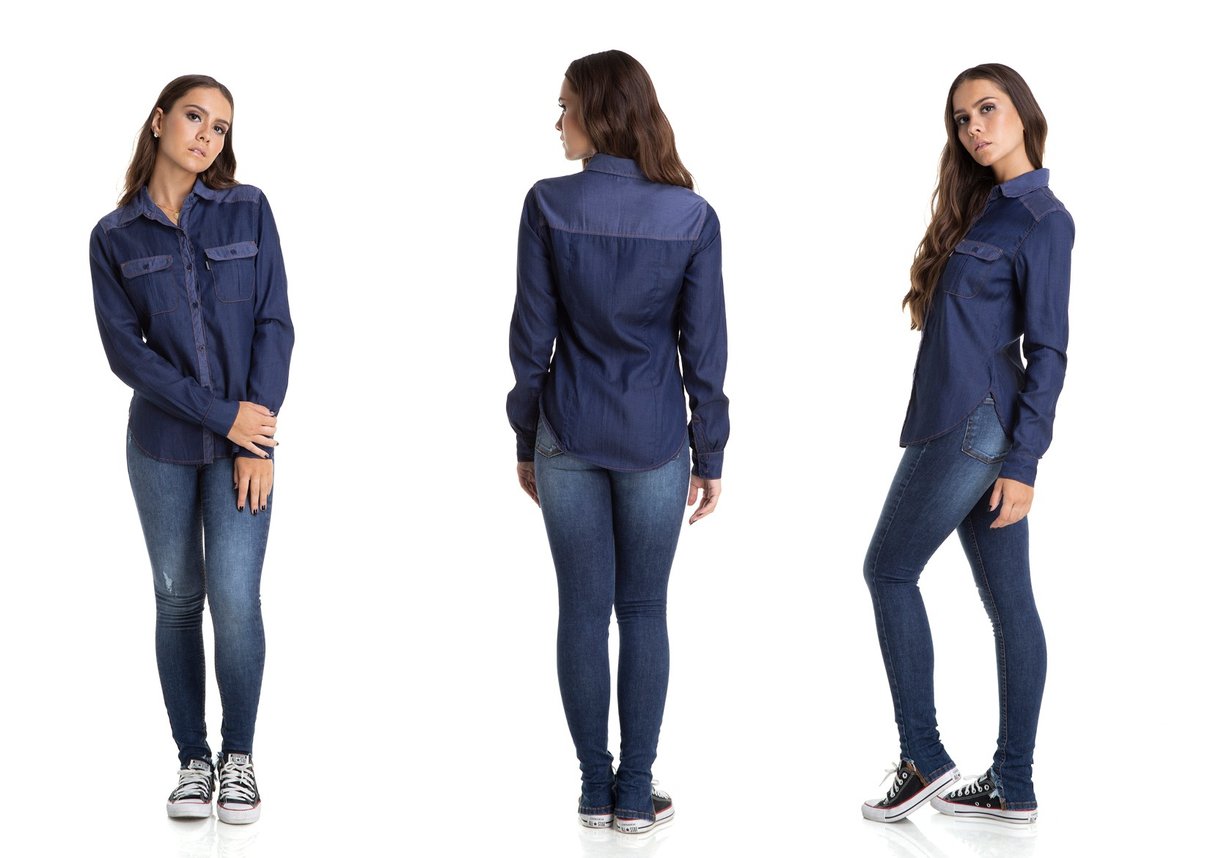 dz11138 camisa ajustada duo denim zero trio