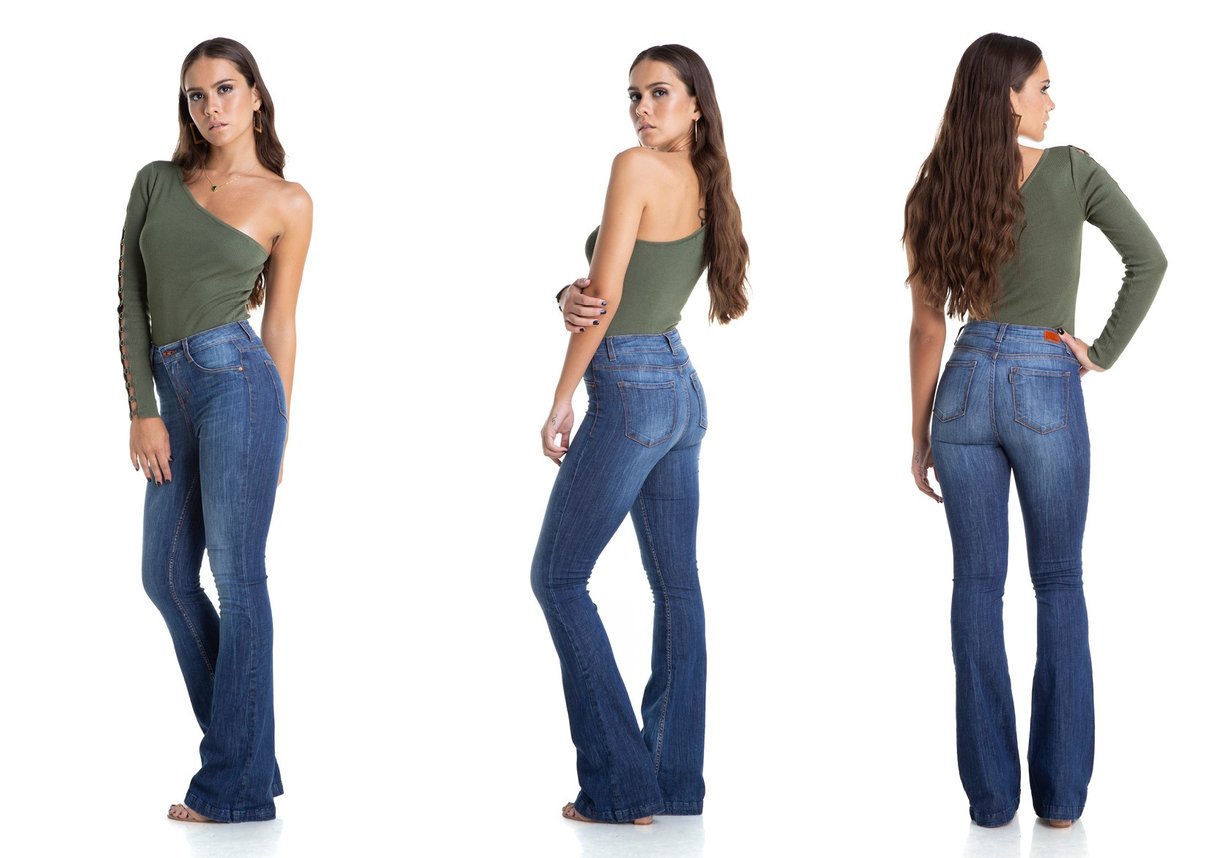 dz2890 calca flare media estonada denim zero trio