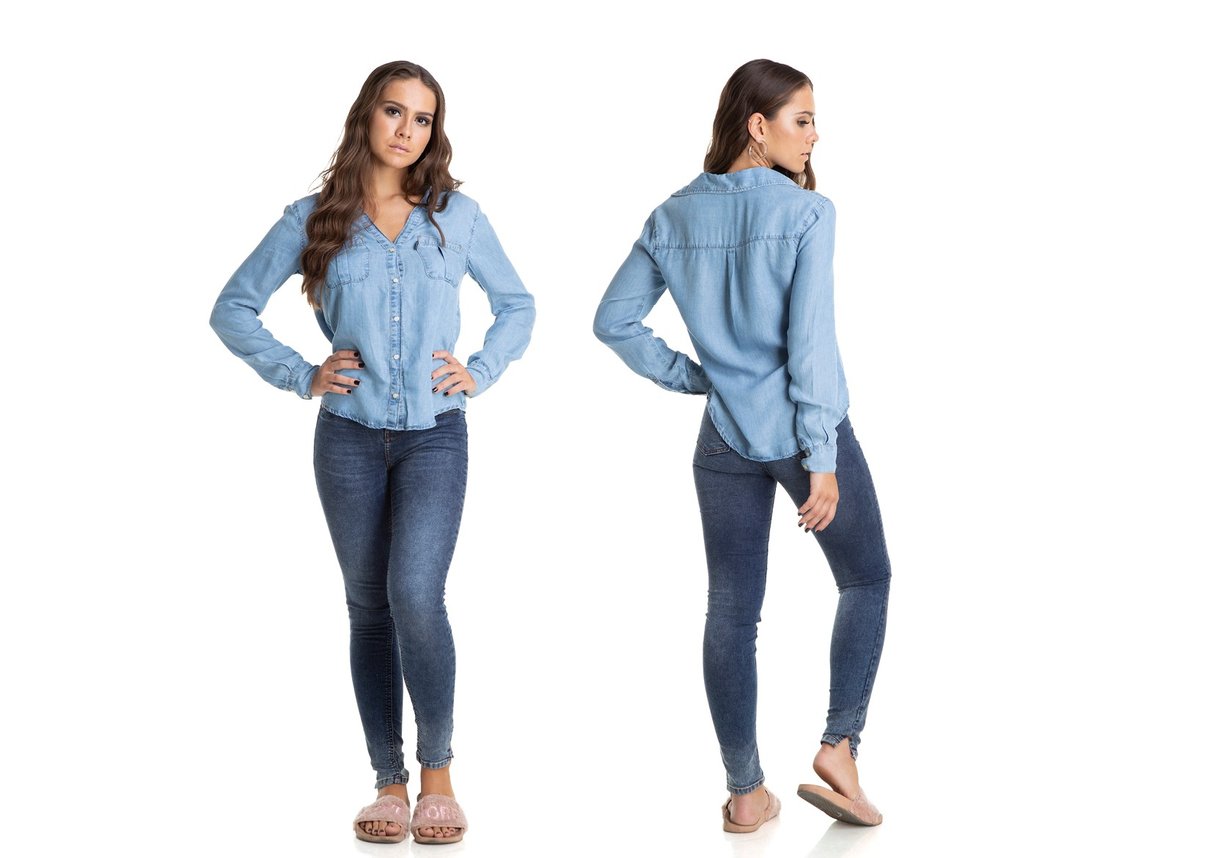 dz11137 camisa solta clara denim zero denim zero dupla