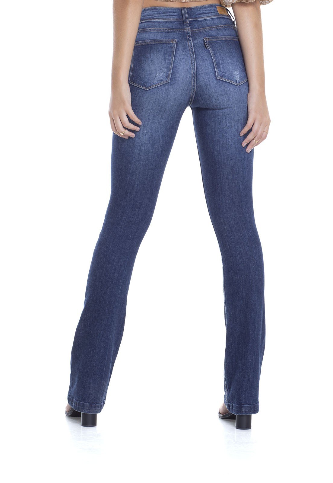 dz2914 calca boot cut media puidos denim zero costas crop