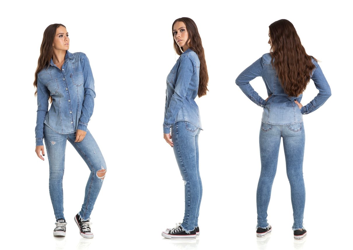 dz11136 camisa ajustada elastano estonada denim zero trio
