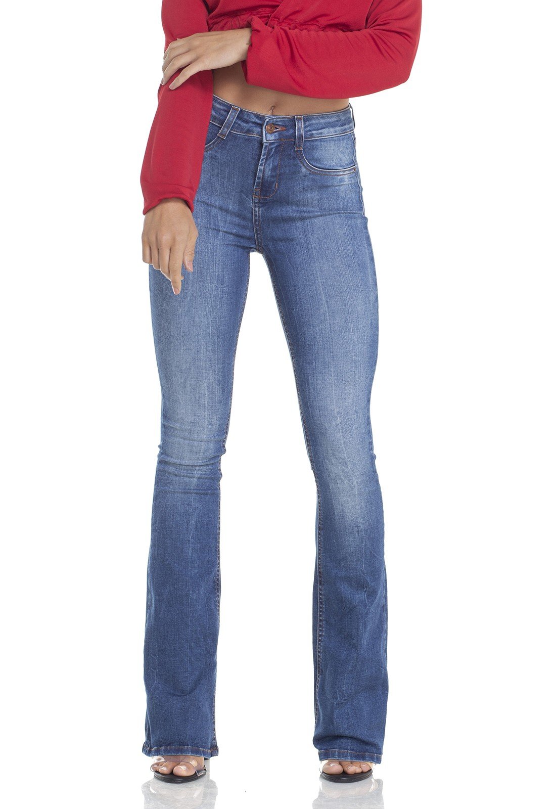 dz2916 calca jeans flare media estonada frente prox denim zero
