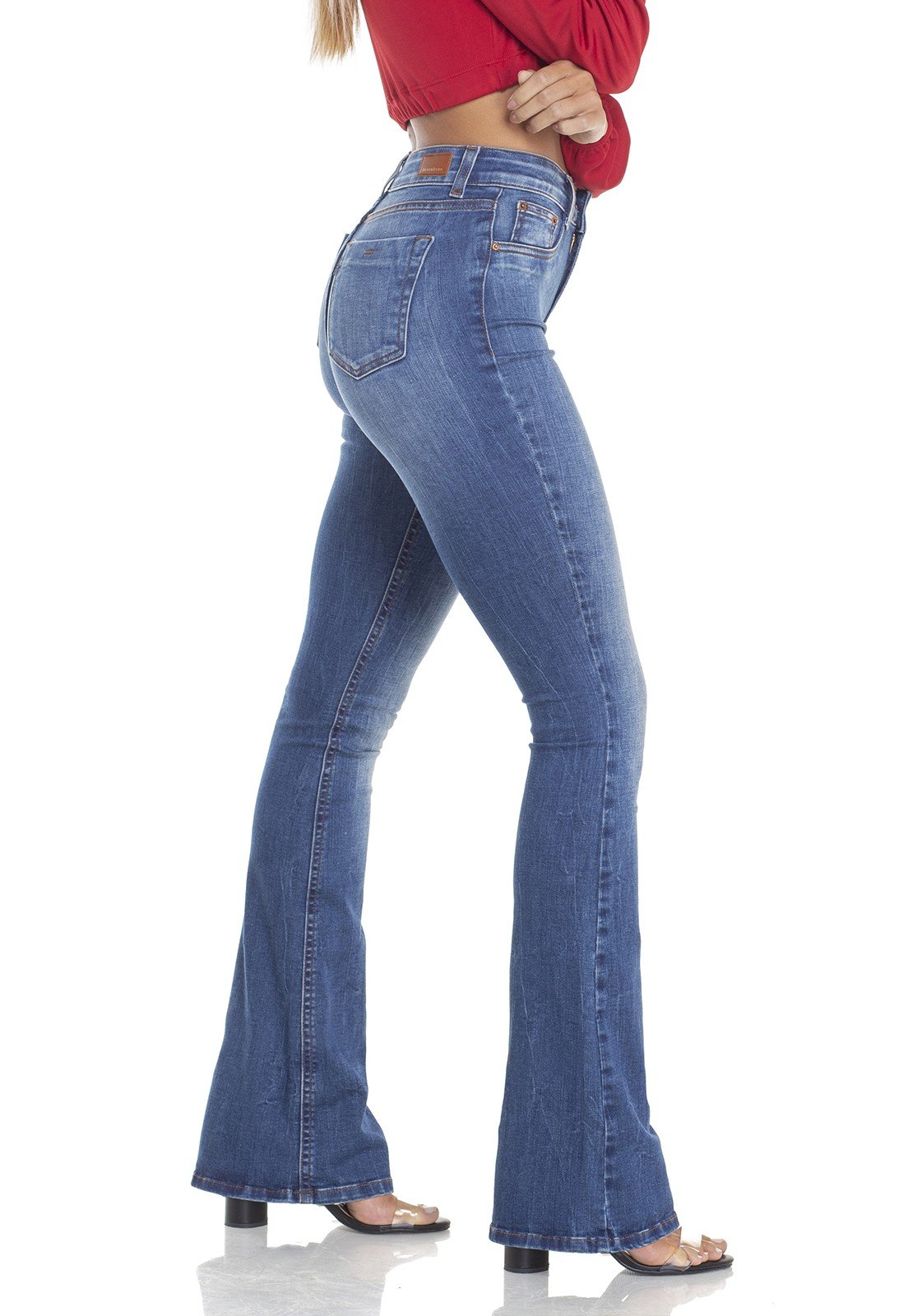 dz2916 calca jeans flare media estonada lado prox denim zero