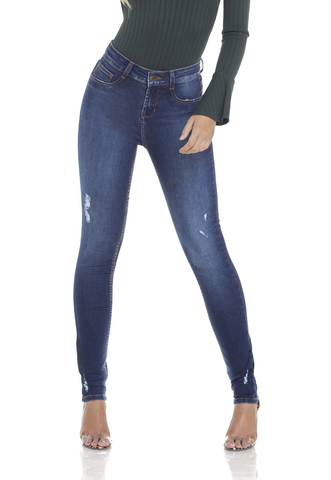 dz2902 calca jeans skinny media com puidos frente crop denim zero
