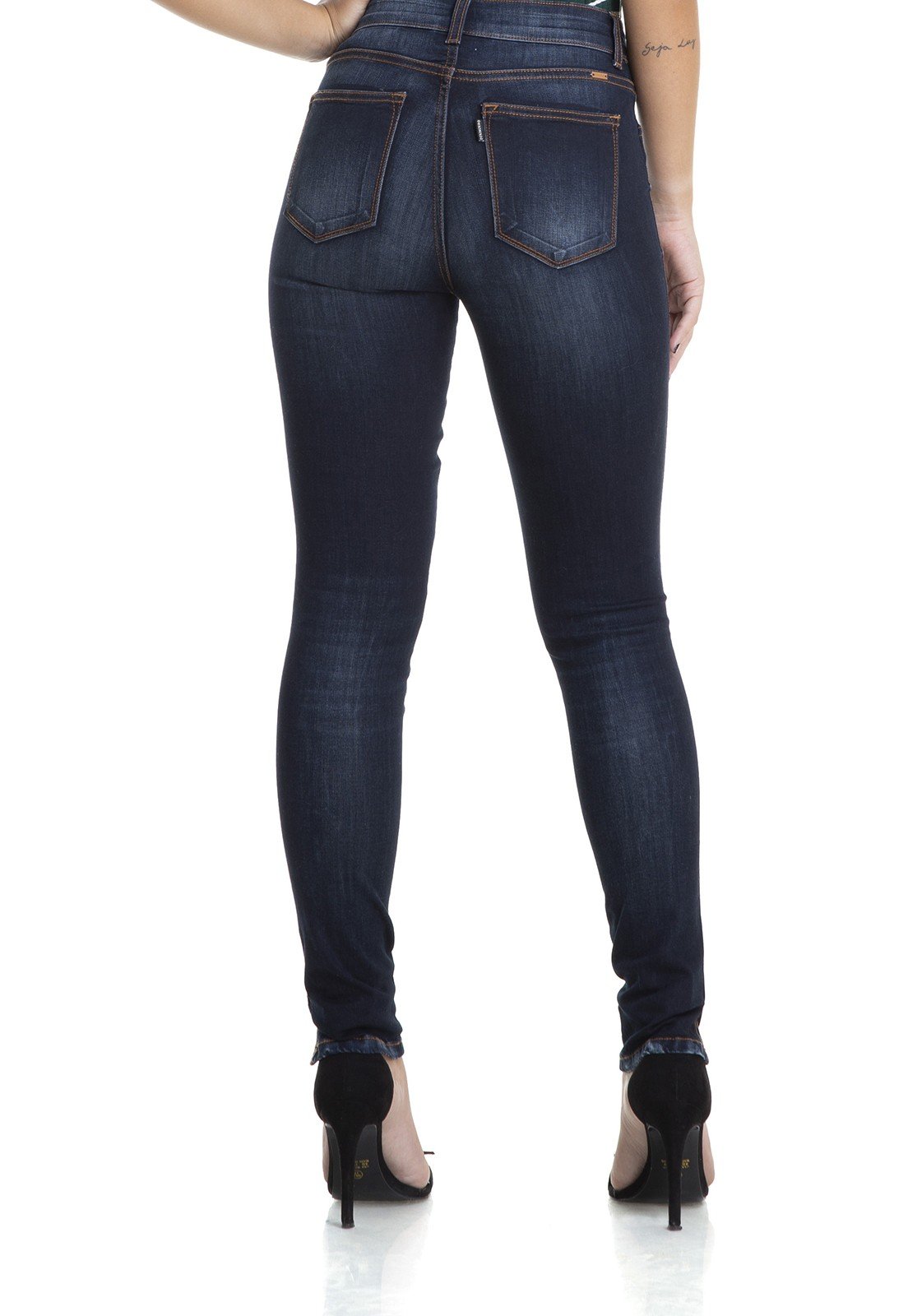 dz2876 calca skinny cigarrete media escura denim zero costas crop