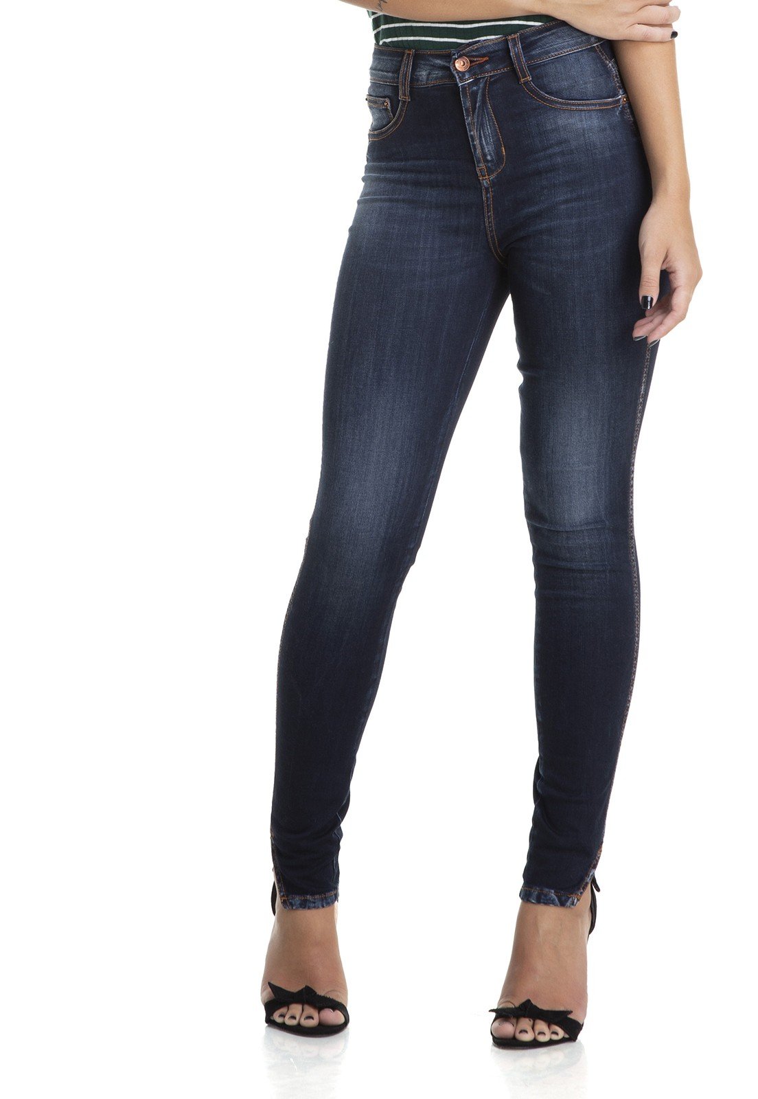 dz2876 calca skinny cigarrete media escura denim zero frente crop