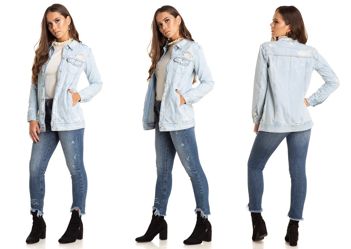 dz9090 jaqueta oversize puidos clara denim zero trio