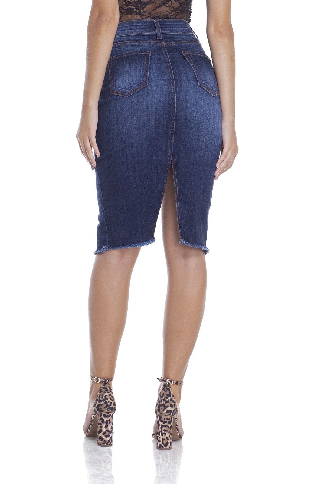 dz7096 saia jeans lapis com fenda costas crop denim zero