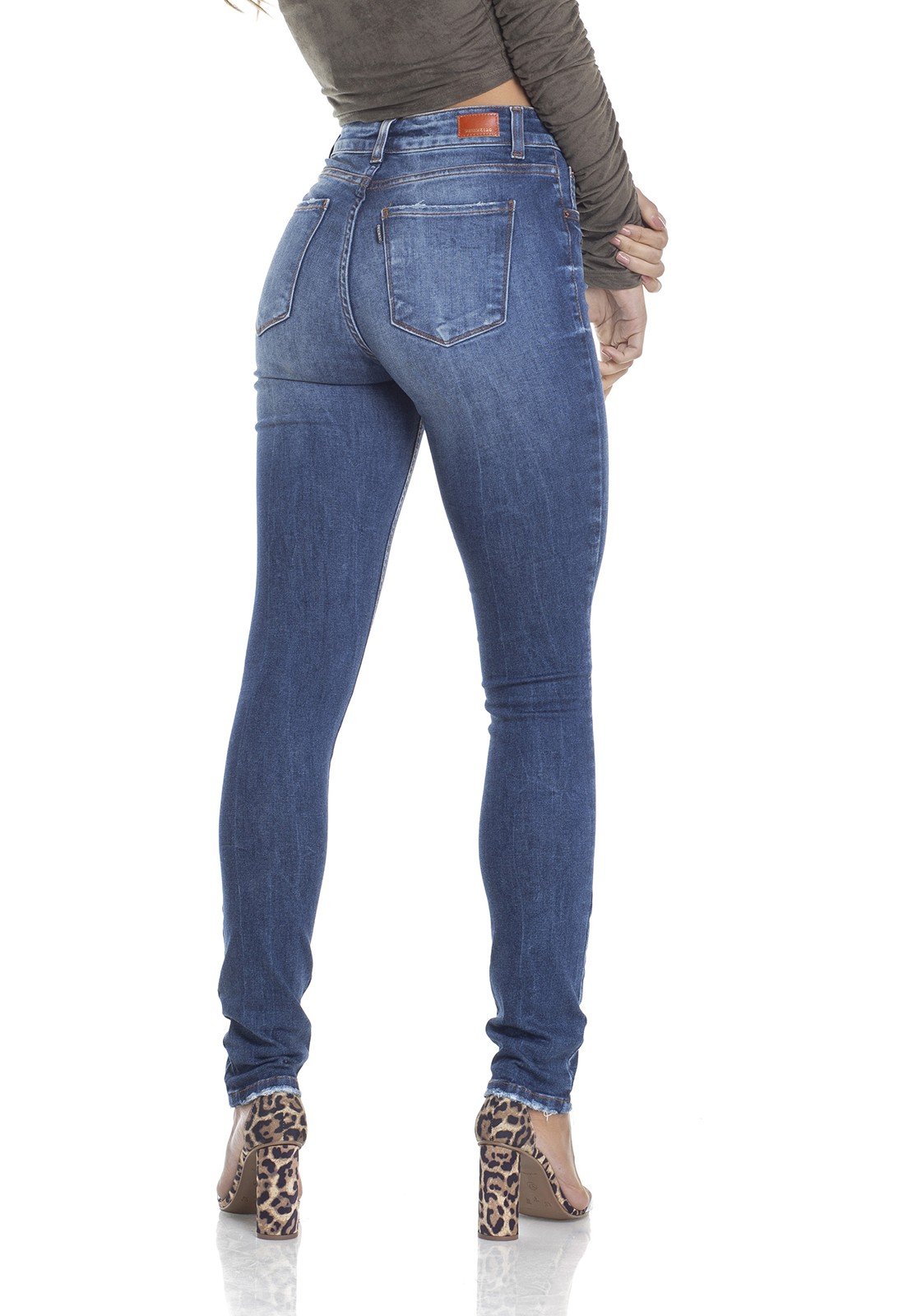 dz2931 calca jeans skinny media estonada costas crop denim zero