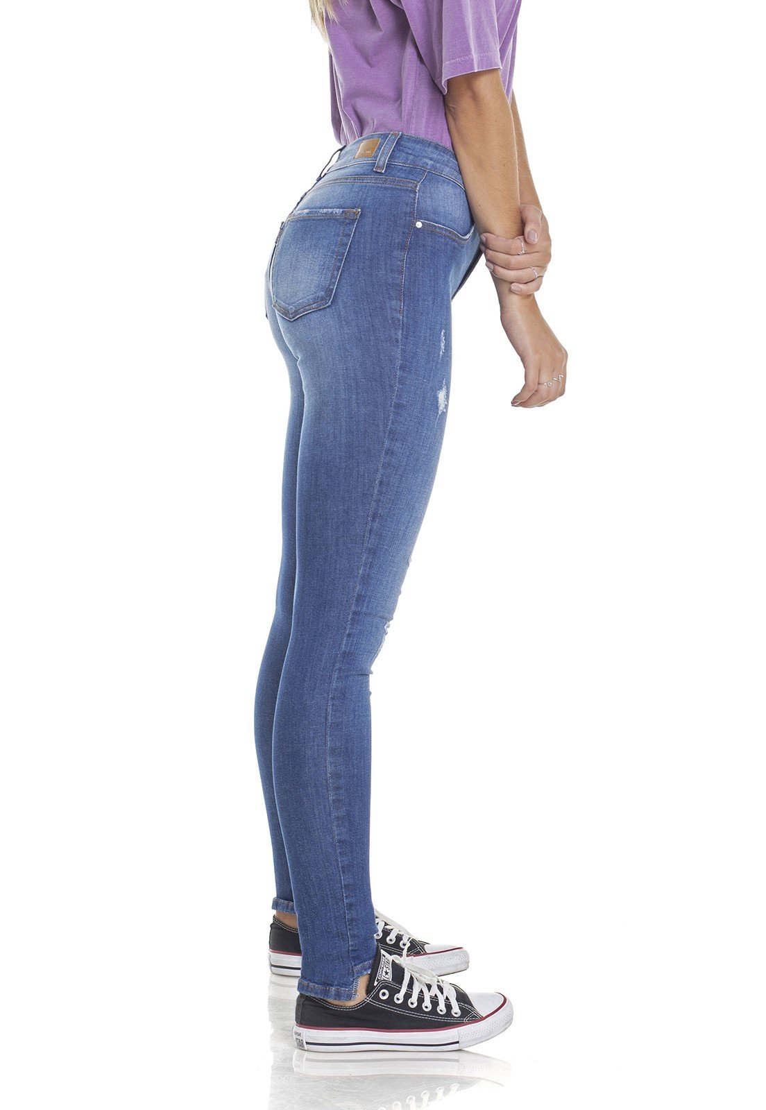 dz2935 calca jeans skinny media com puidos lado crop denim zero