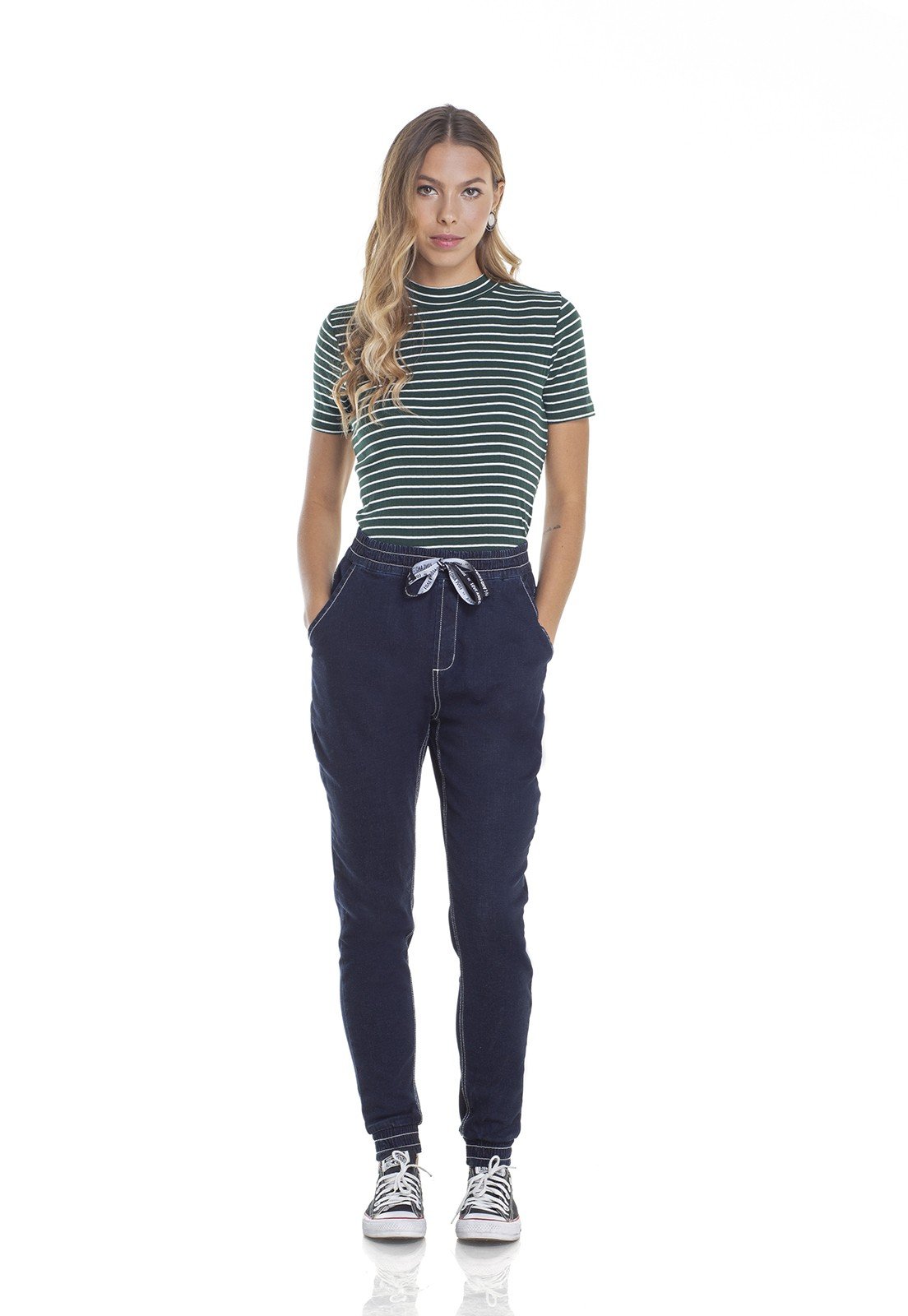 dz2956 calca jeans jogger com cordao frente denim zero